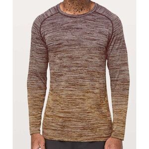 Lululemon Dark Adobe Fools Gold Metal Vent Tech Long Sleeve Shirt Men's Size XL